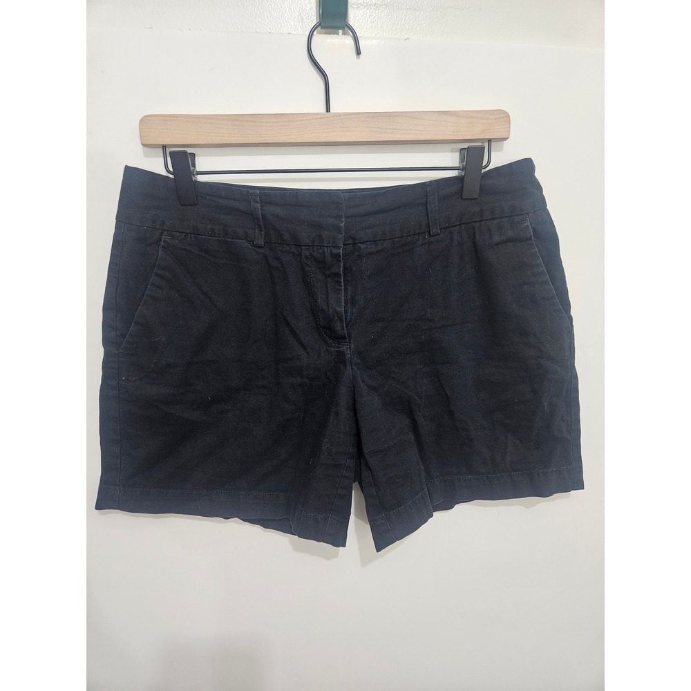 Ann Taylor LOFT Womens Black Cotton Chino Shorts Size 6 Solid Casual Summer